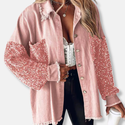 Women’s Oversized Jacket – Ribbed Texture – Button Front – Zebra Sleeve Detail