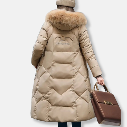 Isabella Hooded Puffer Coat | Quilted Fur Trimmed Hooded Puffer Coat