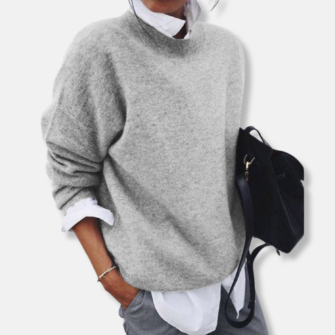 Women’s Knitted Sweater – Relaxed Fit – Wool Blend – Long Sleeve – Round Neck