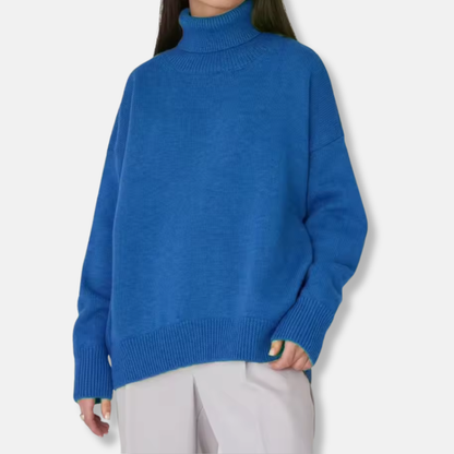 Women’s Turtleneck Sweater – Oversized Fit – Ribbed Knit – Long Sleeve – Cozy Texture