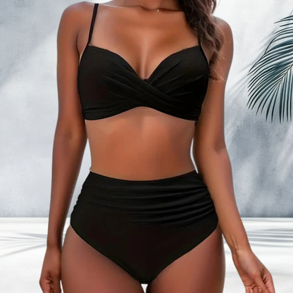 Freya High-Waisted Bikini Two-Piece Set | Wrap Front V-Neck Bikini Set