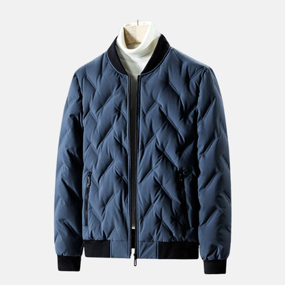 Men’s Quilted Jacket – Regular Fit – Ribbed Collar and Cuffs – Zipper Pockets