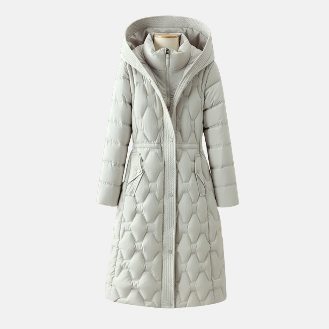 Isla  Long Coat | Hooded Belted Snap Coat