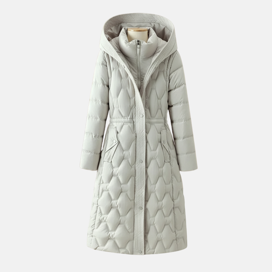 Isla  Long Coat | Hooded Belted Snap Coat