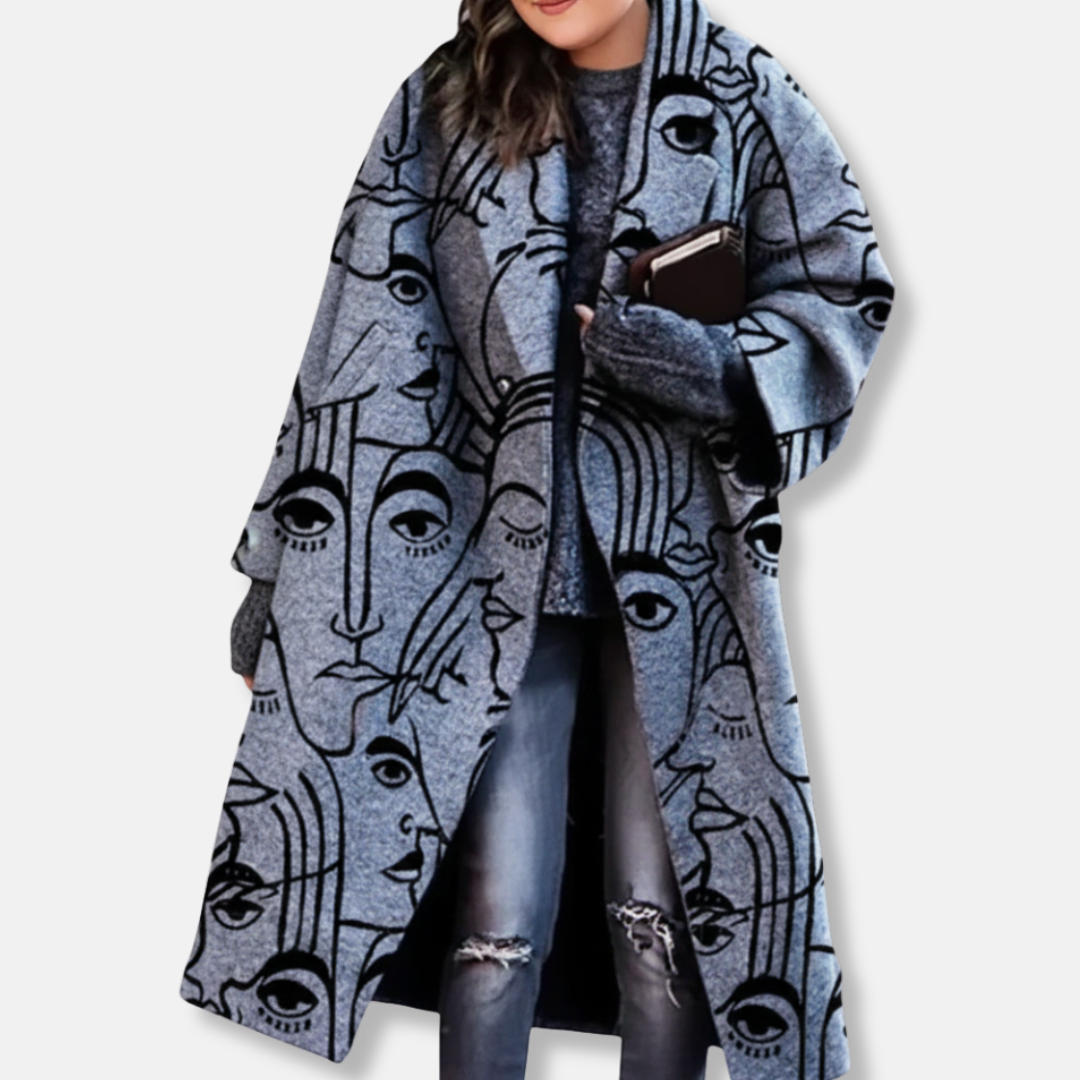 Olivia Oversized Long Coat | Collared Plaid Coat