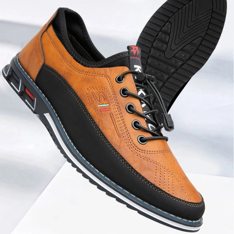 Theodore Leather Orthopedic Casual Shoes | Elastic Laces Casual Shoes