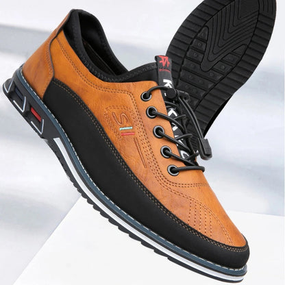 Theodore Leather Orthopedic Casual Shoes | Elastic Laces Casual Shoes