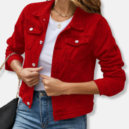 Isabella Denim Jacket | Slim Fit Cropped Denim Jacket