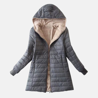 Women’s Puffer Coat – Quilted Insulated – Plush Lining – Hooded Mid-Length Fit