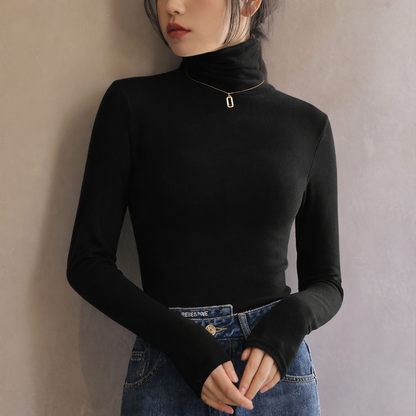 Amelia Slim Fit Turtleneck Top | Long Sleeve Solid Turtleneck Top