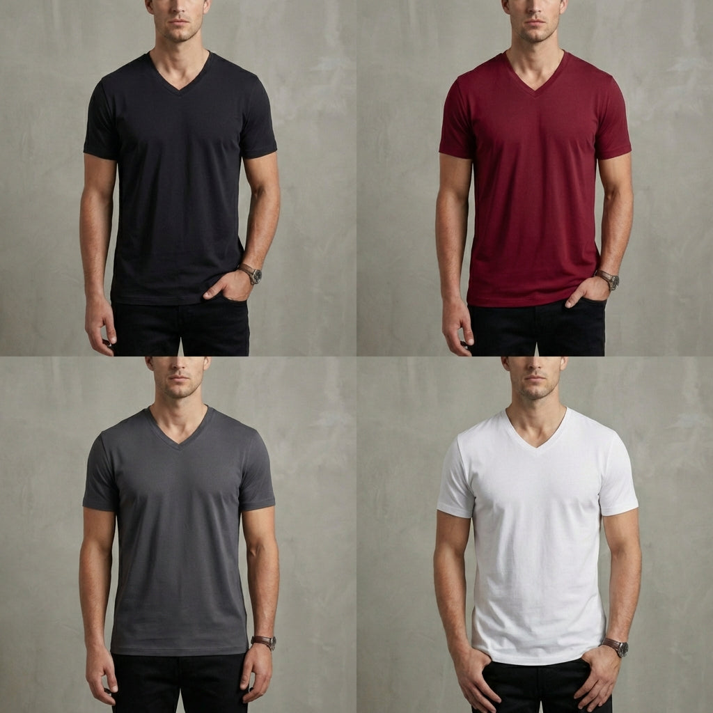 Jack Regular Fit V-Neck T-Shirt | Solid Colour Casual T-shirt