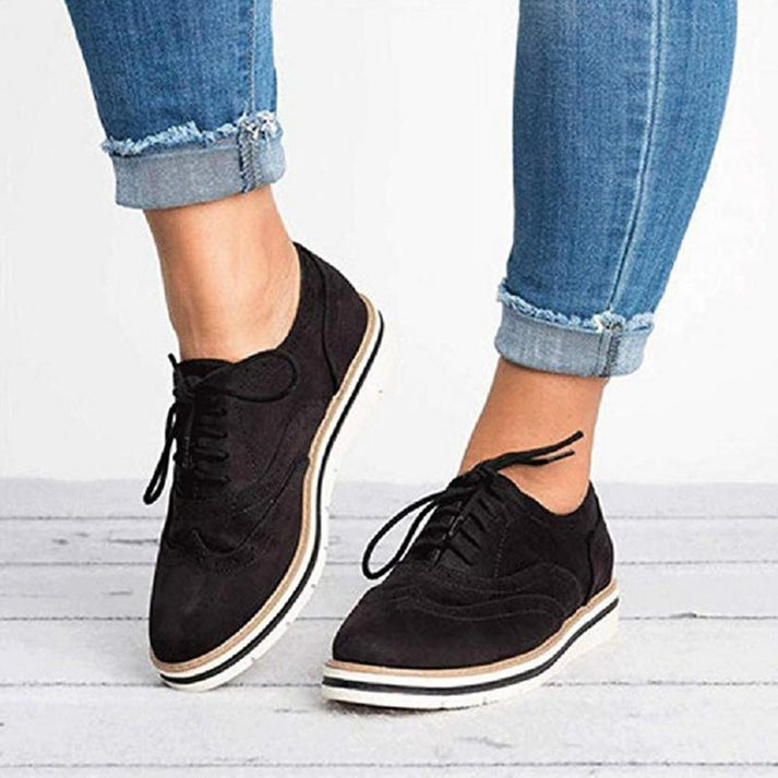 Isla Lace-Up Platform Brogue Trainers | Solid Ankle-Length Trainers