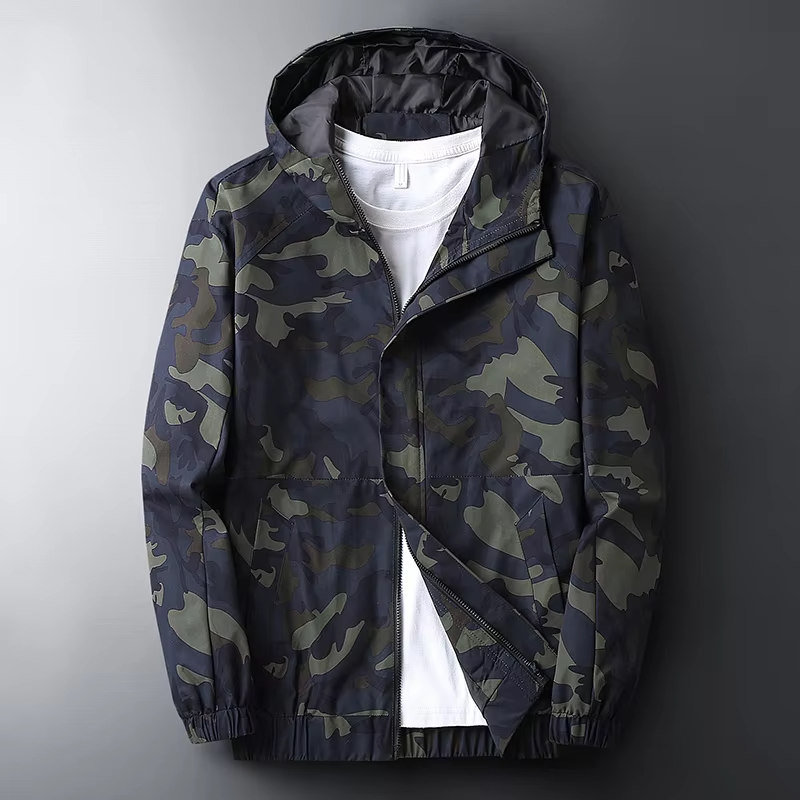 Oliver Camouflage Hooded Windbreaker | Regular Fit Hip-Length Windbreaker