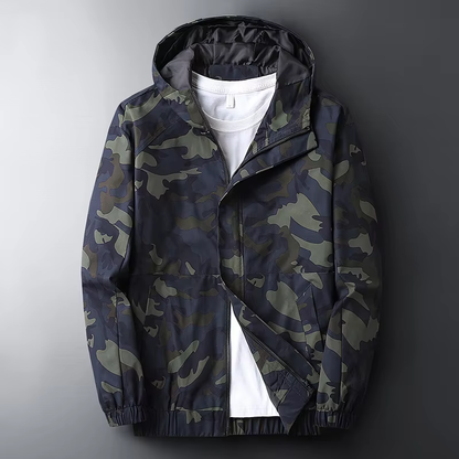 Oliver Camouflage Hooded Windbreaker | Regular Fit Hip-Length Windbreaker