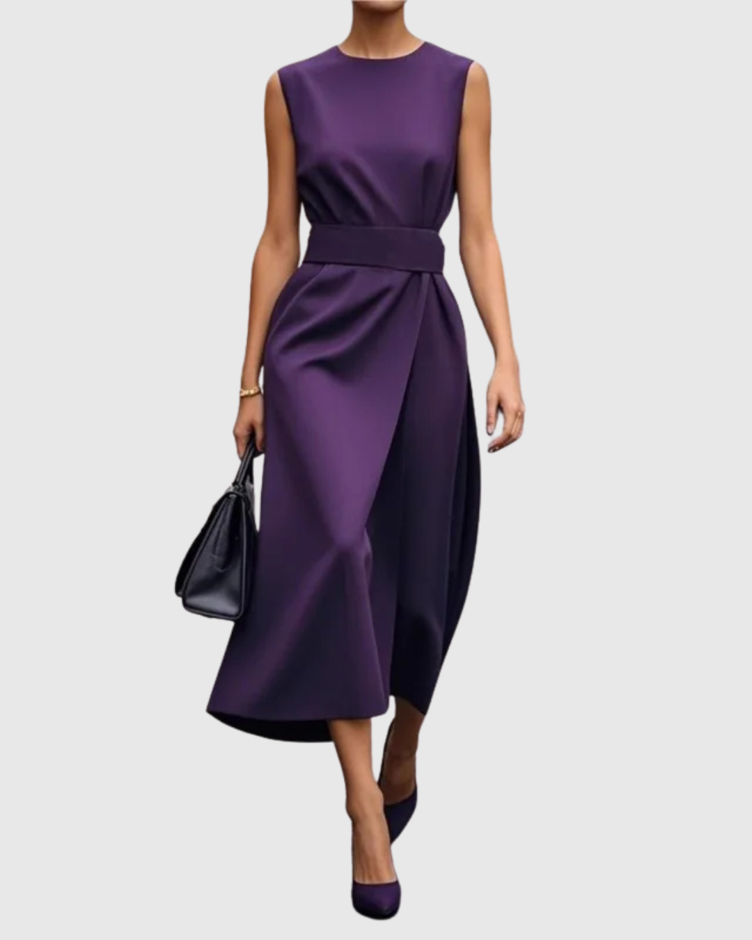 Freya Draped Midi Dress | Belted Wrap Front Dress
