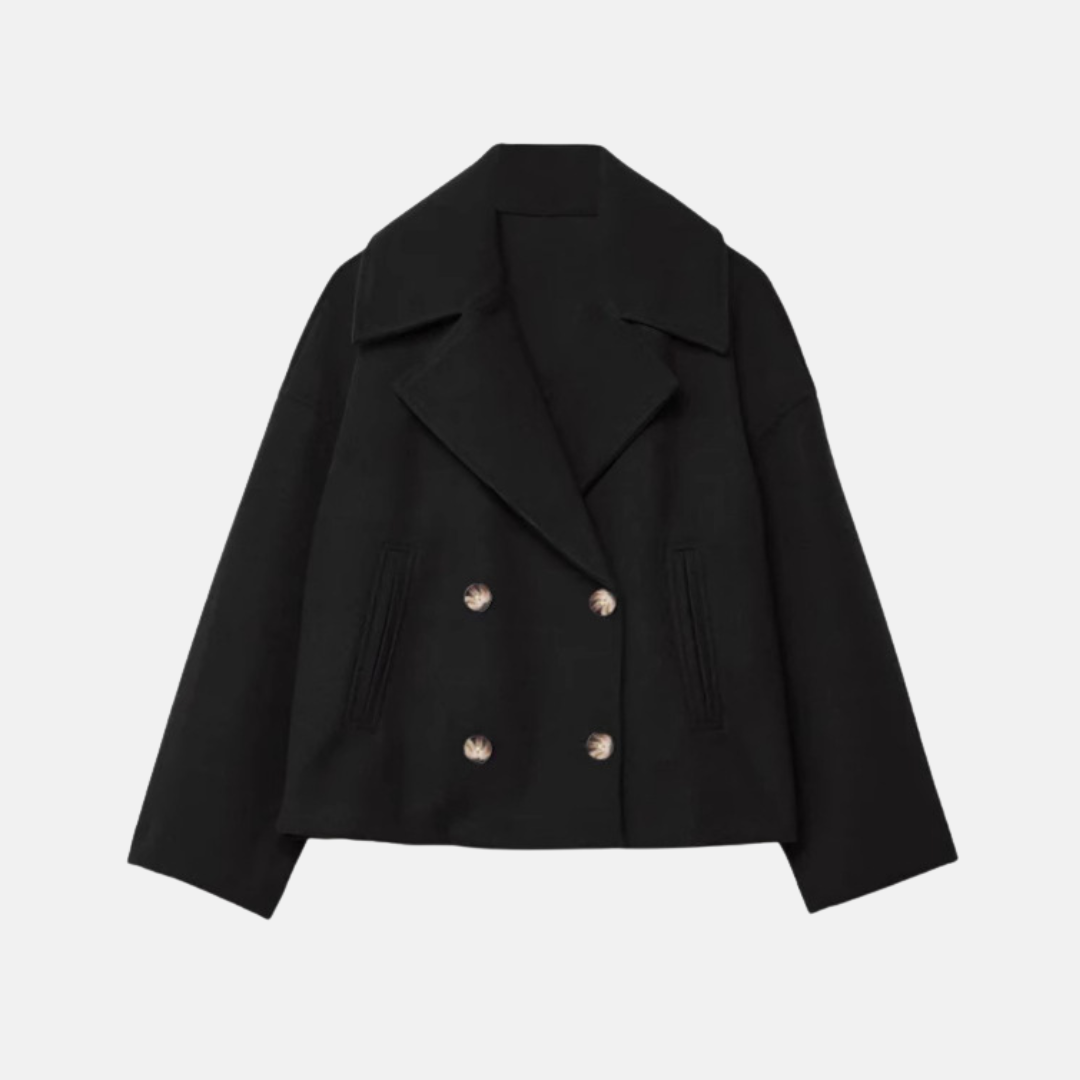 Amelia Cropped Double-Breasted Jacket | Relaxed Fit Button Front Jacket