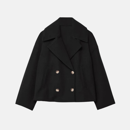 Amelia Cropped Double-Breasted Jacket | Relaxed Fit Button Front Jacket