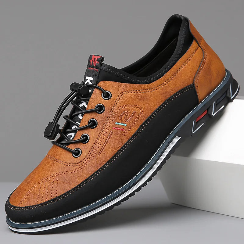Theodore Leather Orthopedic Casual Shoes | Elastic Laces Casual Shoes