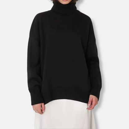 Women’s Turtleneck Sweater – Oversized Fit – Ribbed Knit – Long Sleeve – Cozy Texture