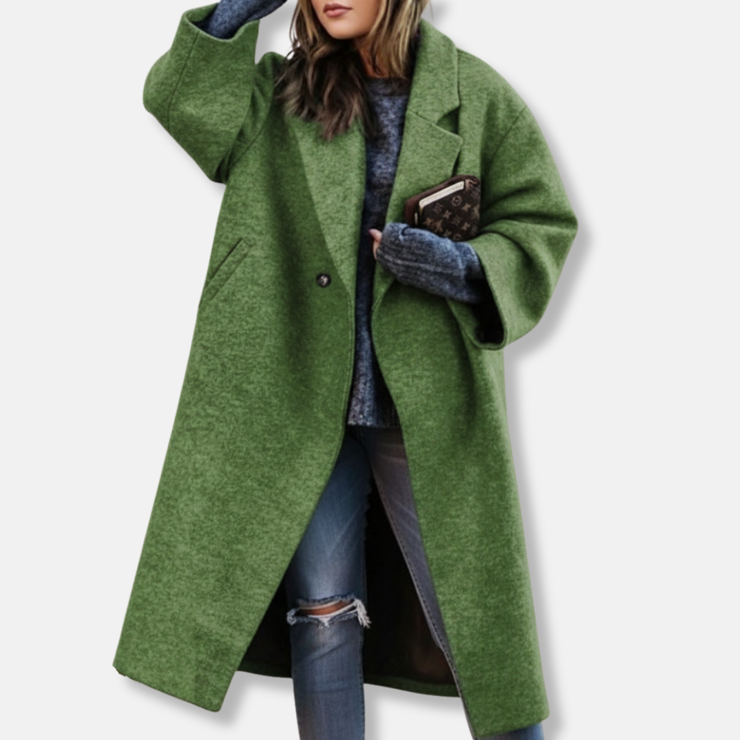 Olivia Oversized Long Coat | Collared Plaid Coat