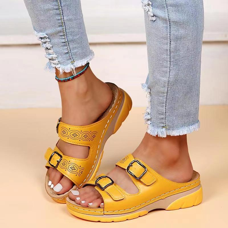 Isla Orthopedic Slip-On Sandal | Buckle Detail Chunky Sole Sandal