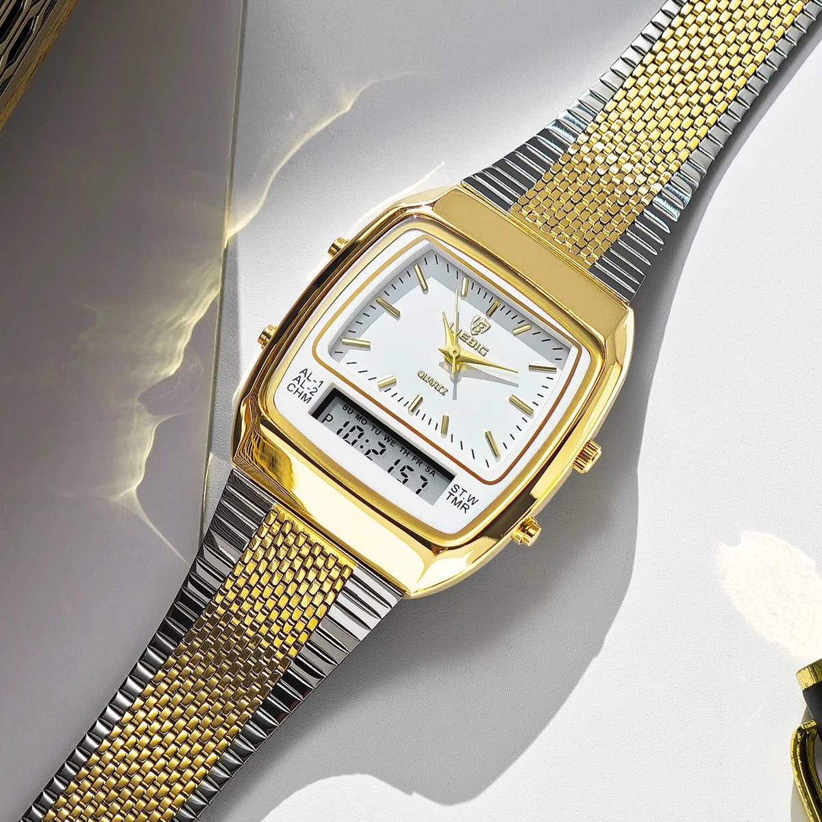 Harry Classic Retro Dual-Display Watch | Two-Tone Analog-Digital Timepiece