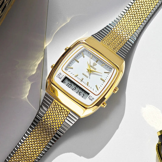 Harry Classic Retro Dual-Display Watch | Two-Tone Analog-Digital Timepiece