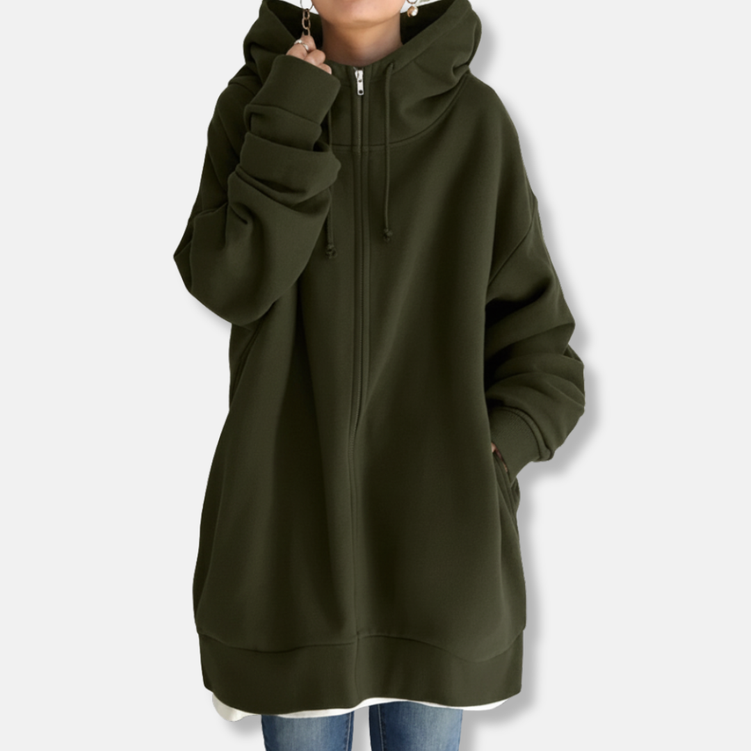Women’s Hoodie – Oversized Fit – Zip Front – Long Sleeve Casual