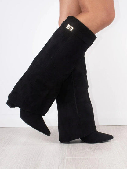 Francesca Structured Fit Thigh-High Boots | Buckle Detail Pointed Toe Boots