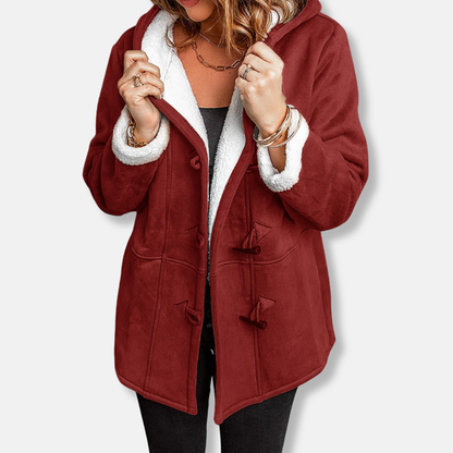 Sienna Hooded Toggle Coat | Relaxed Fit Thigh-Length Coat