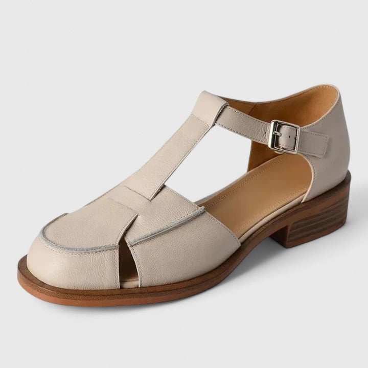 Amelia Block Heel Mary Jane Sandals | T-Strap Buckle Mary Jane Sandals