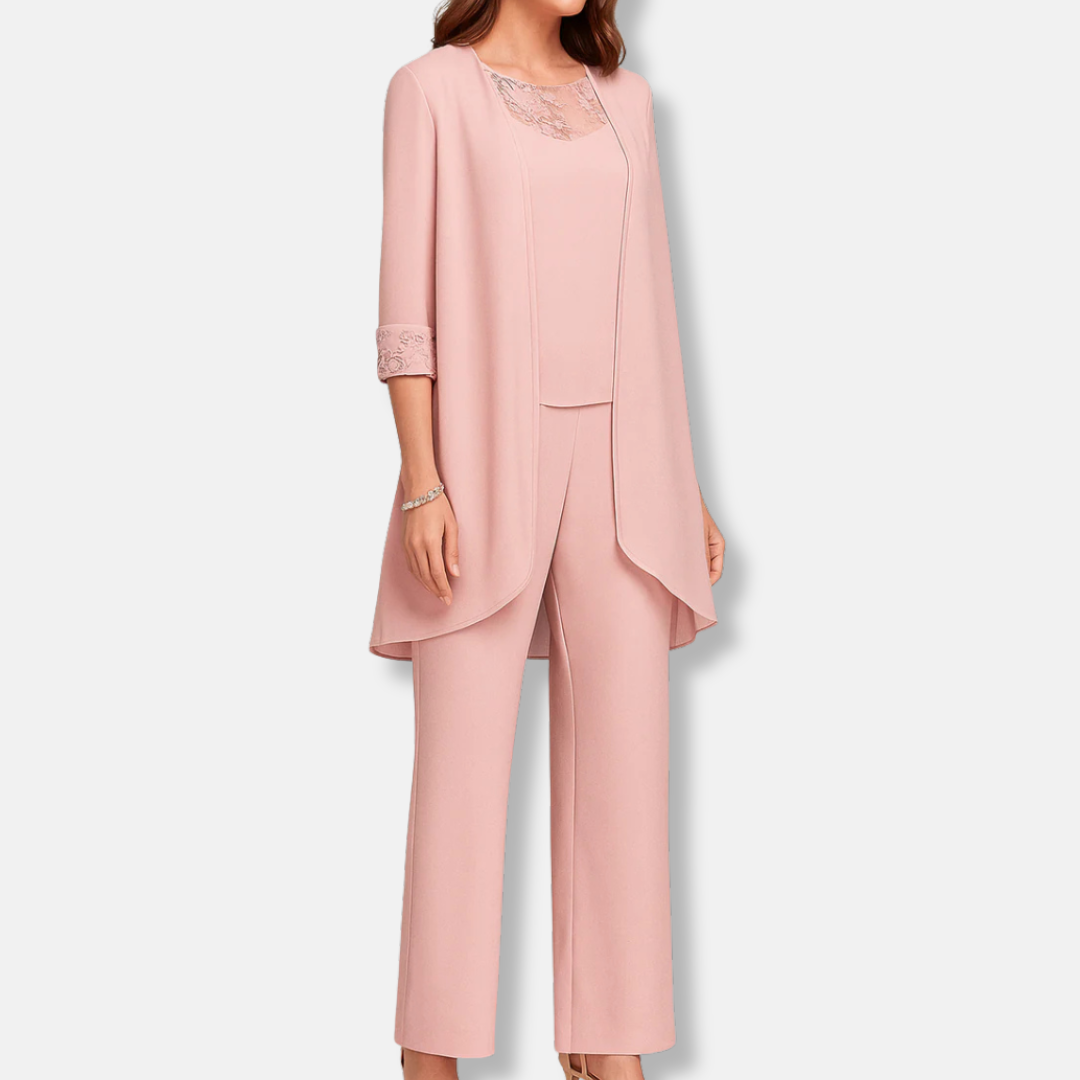 Olivia Three-Piece Set | Lace Trim Relaxed Fit Co-ords Set