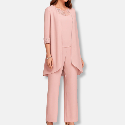 Olivia Three-Piece Set | Lace Trim Relaxed Fit Co-ords Set