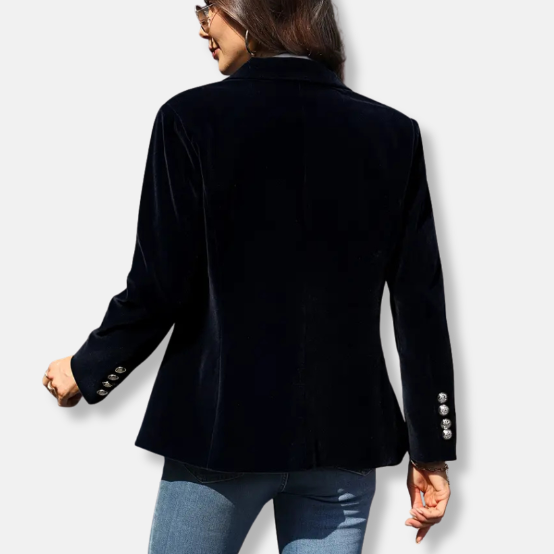 Isla Tailored Blazer | Gold Button Accent Lapel Collar Blazer