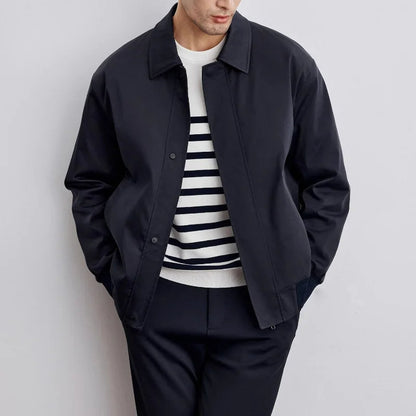George Classic Minimalist Harrington Jacket | Zip-Front Commuter Coat