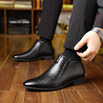 Anthony Classic Burnished Ankle Boots | Side-Zip Pointed Toe Shoes
