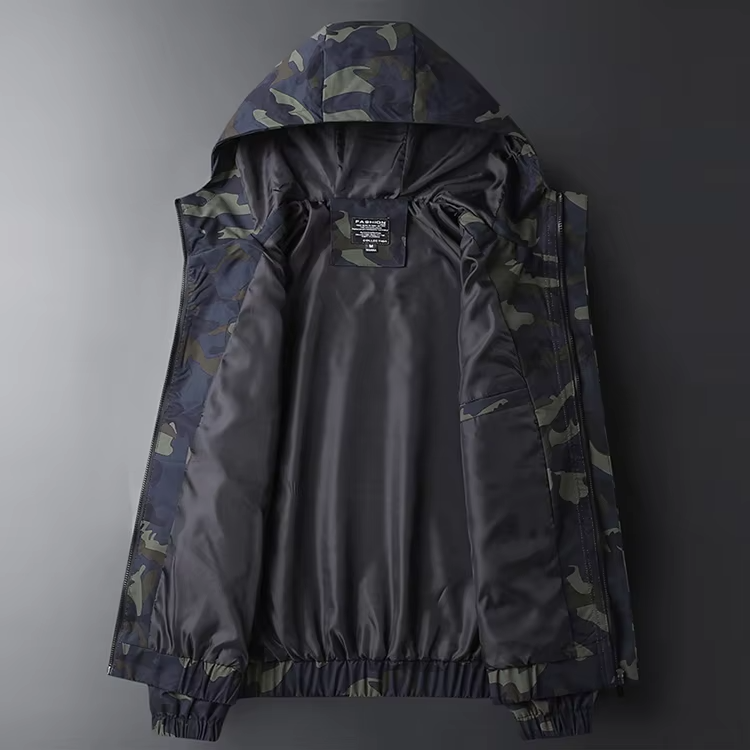 Oliver Camouflage Hooded Windbreaker | Regular Fit Hip-Length Windbreaker