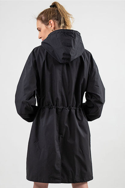 Isla Hooded Coat | Button Front Drawstring Hood Coat