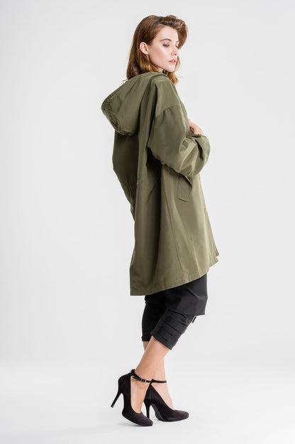 Isla Hooded Coat | Button Front Drawstring Hood Coat