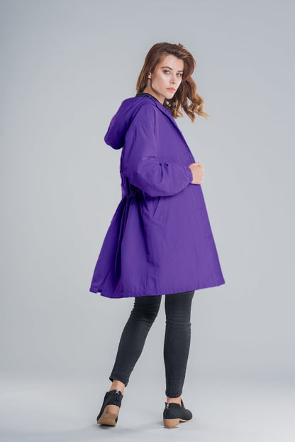 Isla Hooded Coat | Button Front Drawstring Hood Coat