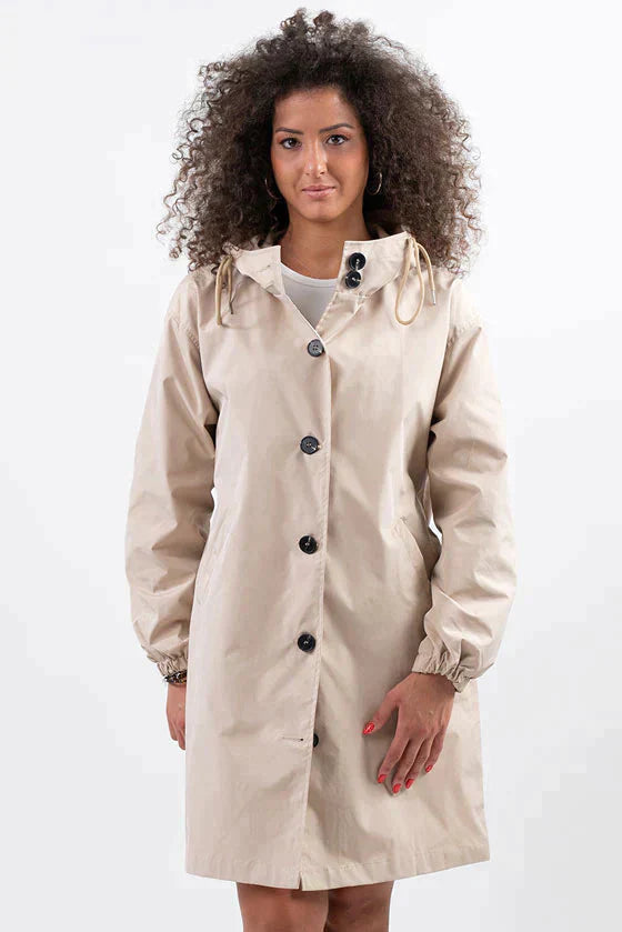 Isla Hooded Coat | Button Front Drawstring Hood Coat