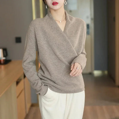 Sofia Relaxed Fit Wrap Sweater | V-Neck Long Sleeve Sweater