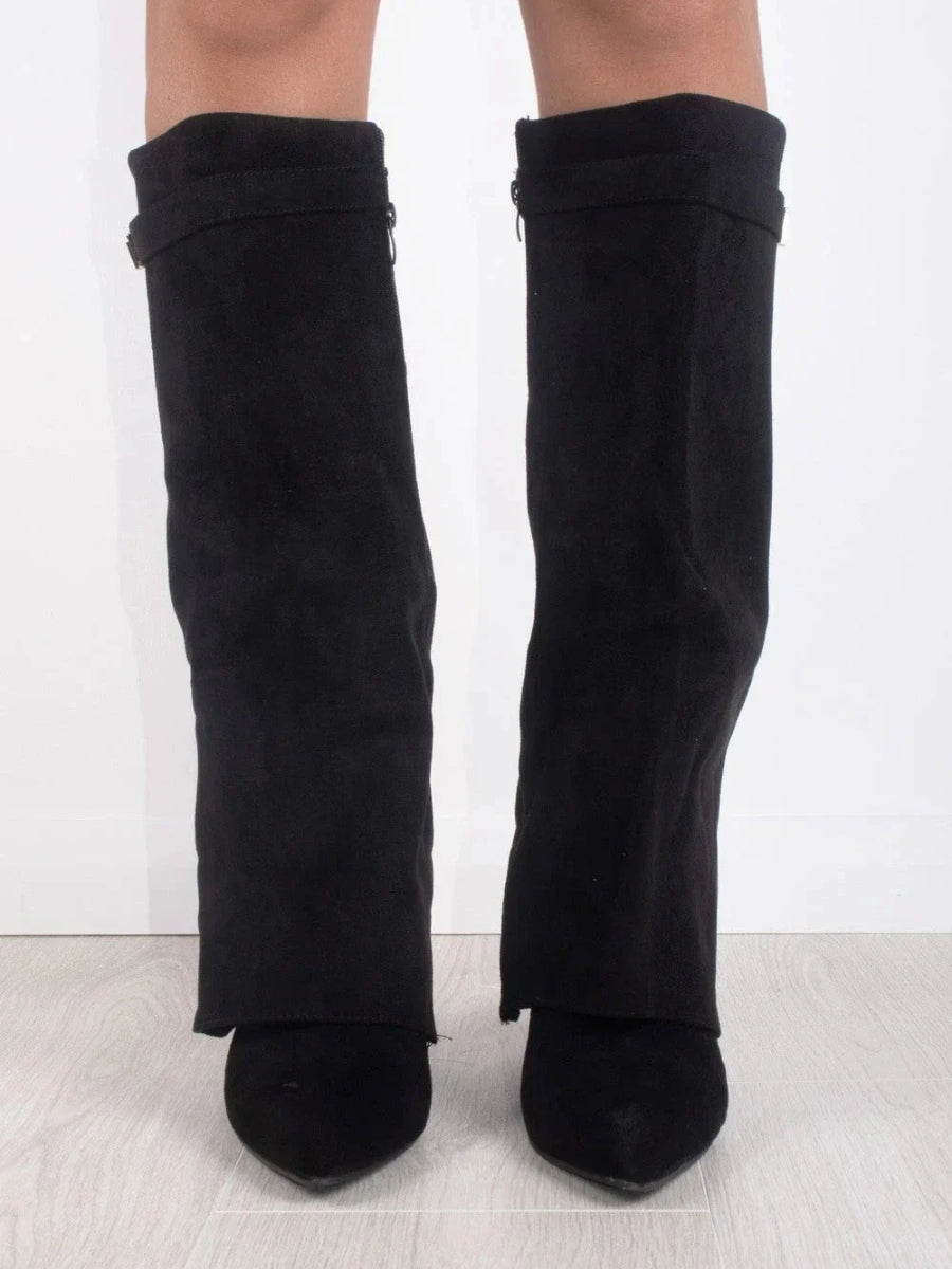 Francesca Structured Fit Thigh-High Boots | Buckle Detail Pointed Toe Boots