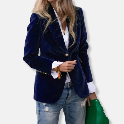 Isla Tailored Blazer | Gold Button Accent Lapel Collar Blazer