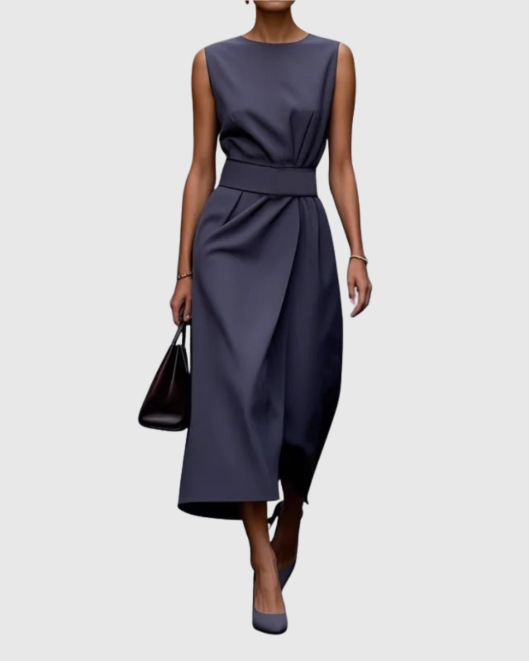 Freya Draped Midi Dress | Belted Wrap Front Dress