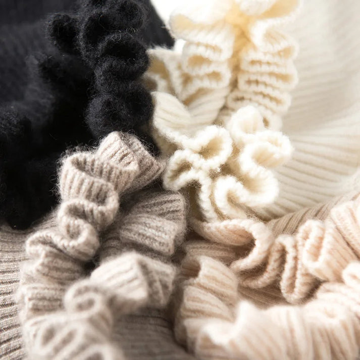 Isla Slim Fit Turtleneck Sweater | Ruffled Ribbed Sweater