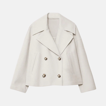 Amelia Cropped Double-Breasted Jacket | Relaxed Fit Button Front Jacket