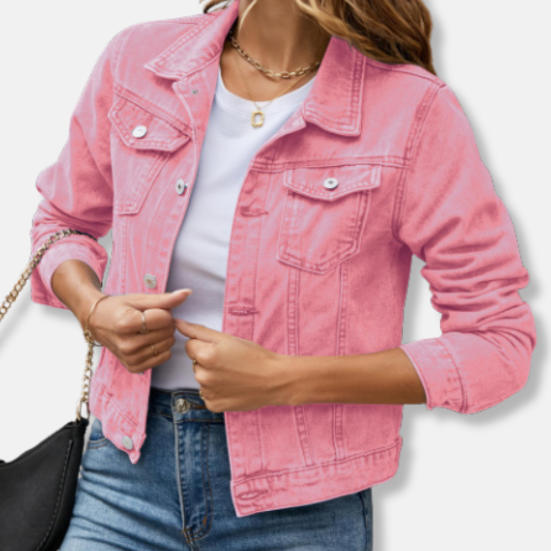 Isabella Denim Jacket | Slim Fit Cropped Denim Jacket