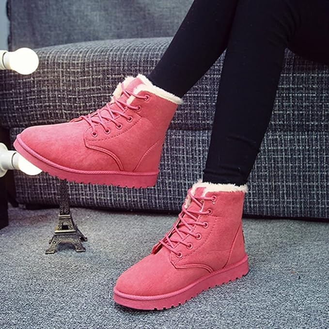 Rosie Ankle-Length Ankle Boots | Lace-Up Fur Trim Ankle Boots