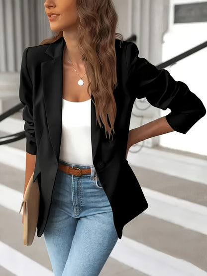 Sienna Regular Fit Blazer | Notched Lapel Button Front Blazer